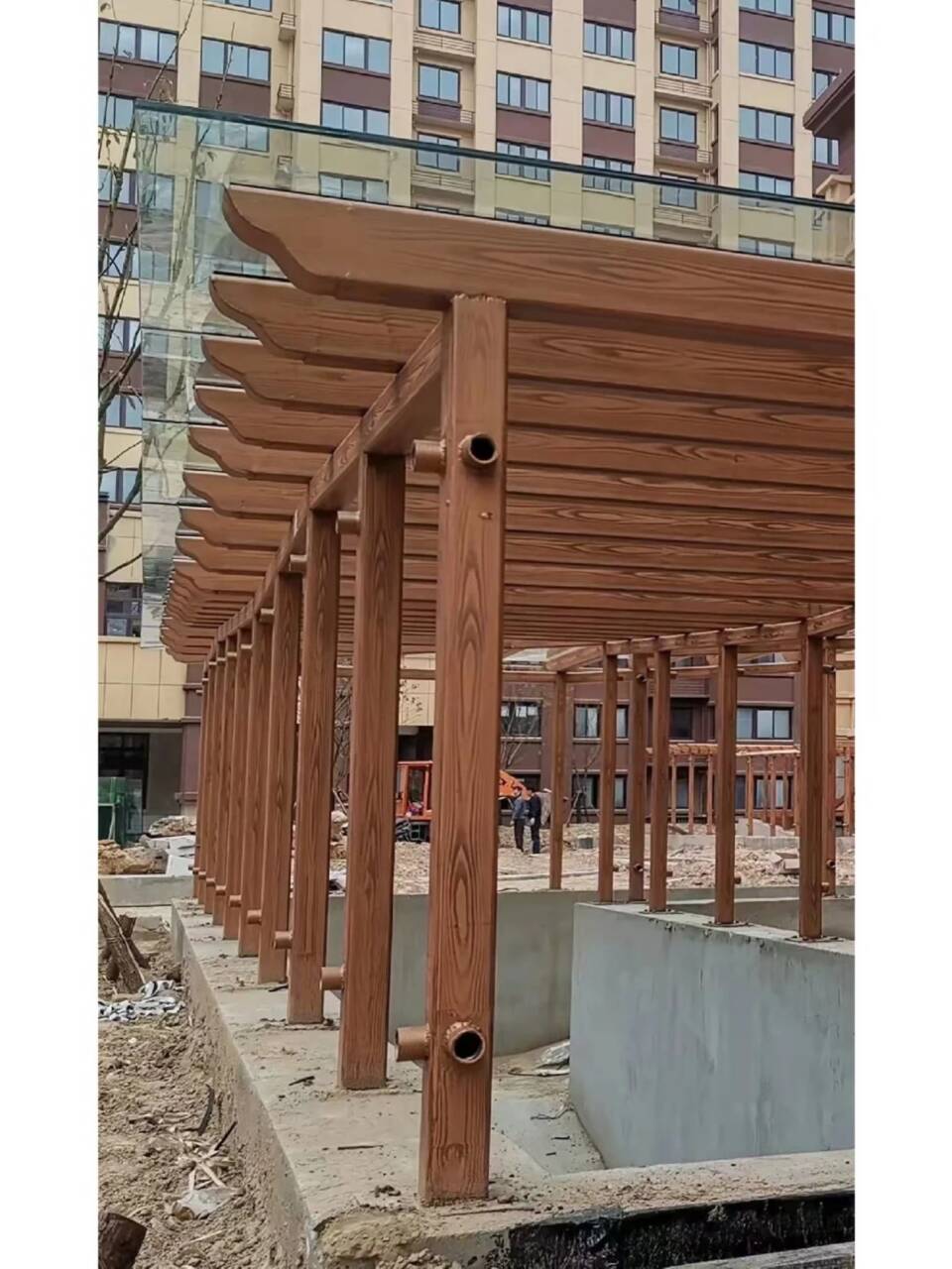 廊架长廊木纹漆包工包料